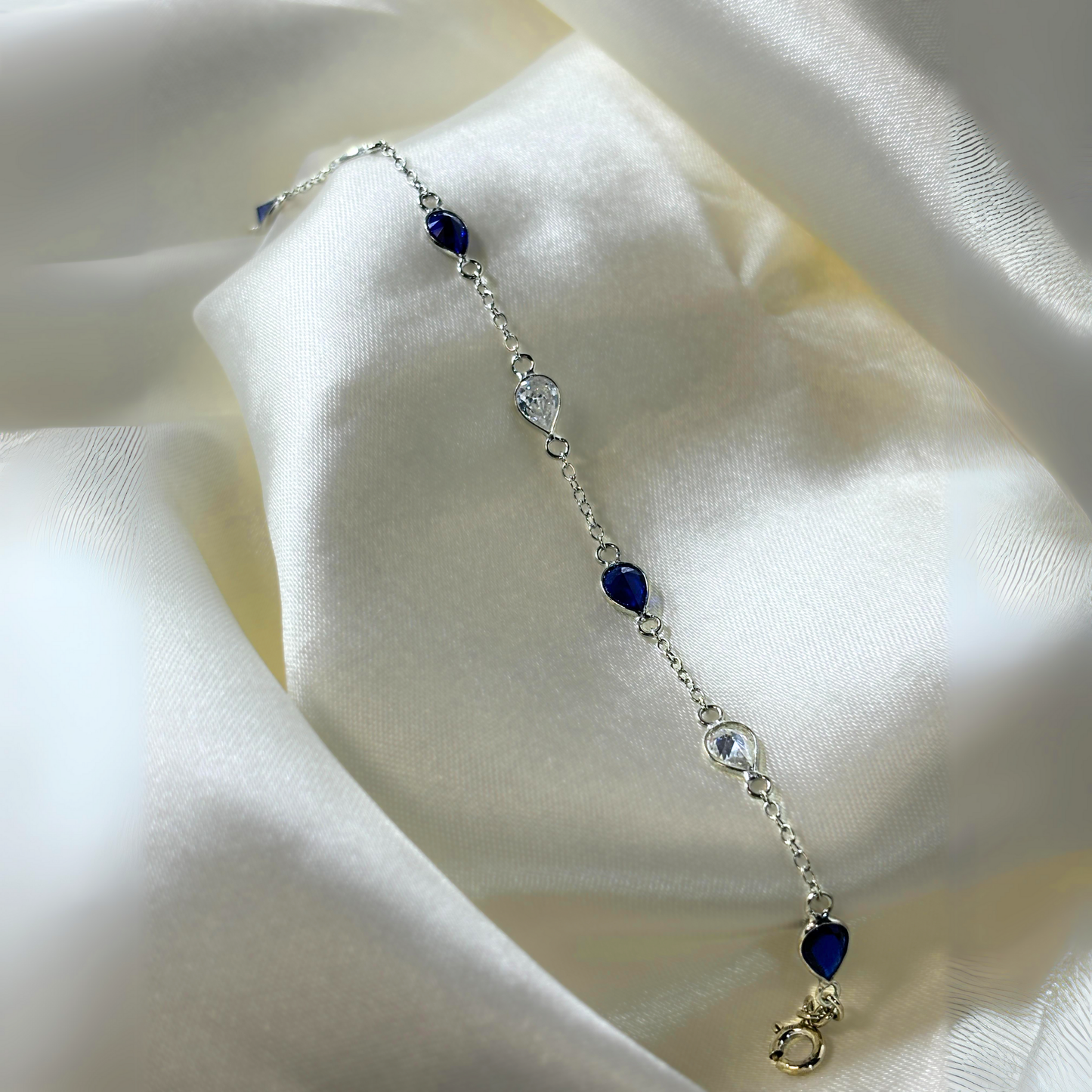 Blue Drops Silver Bracelet