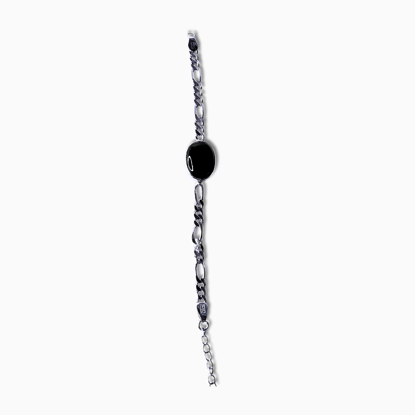 Timeless Silver Men's Black Stone Bracelet