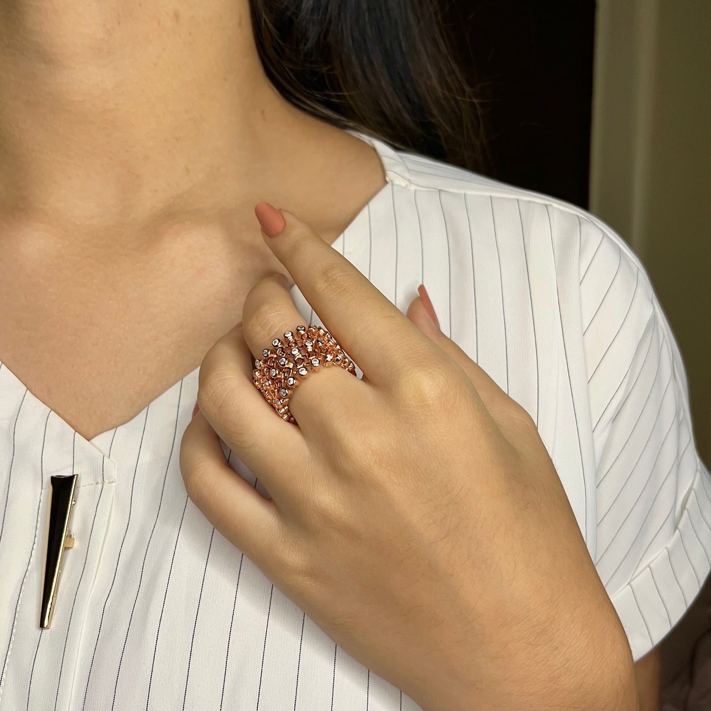 Rose Gold Kada & Ring Adjustable 2 in one