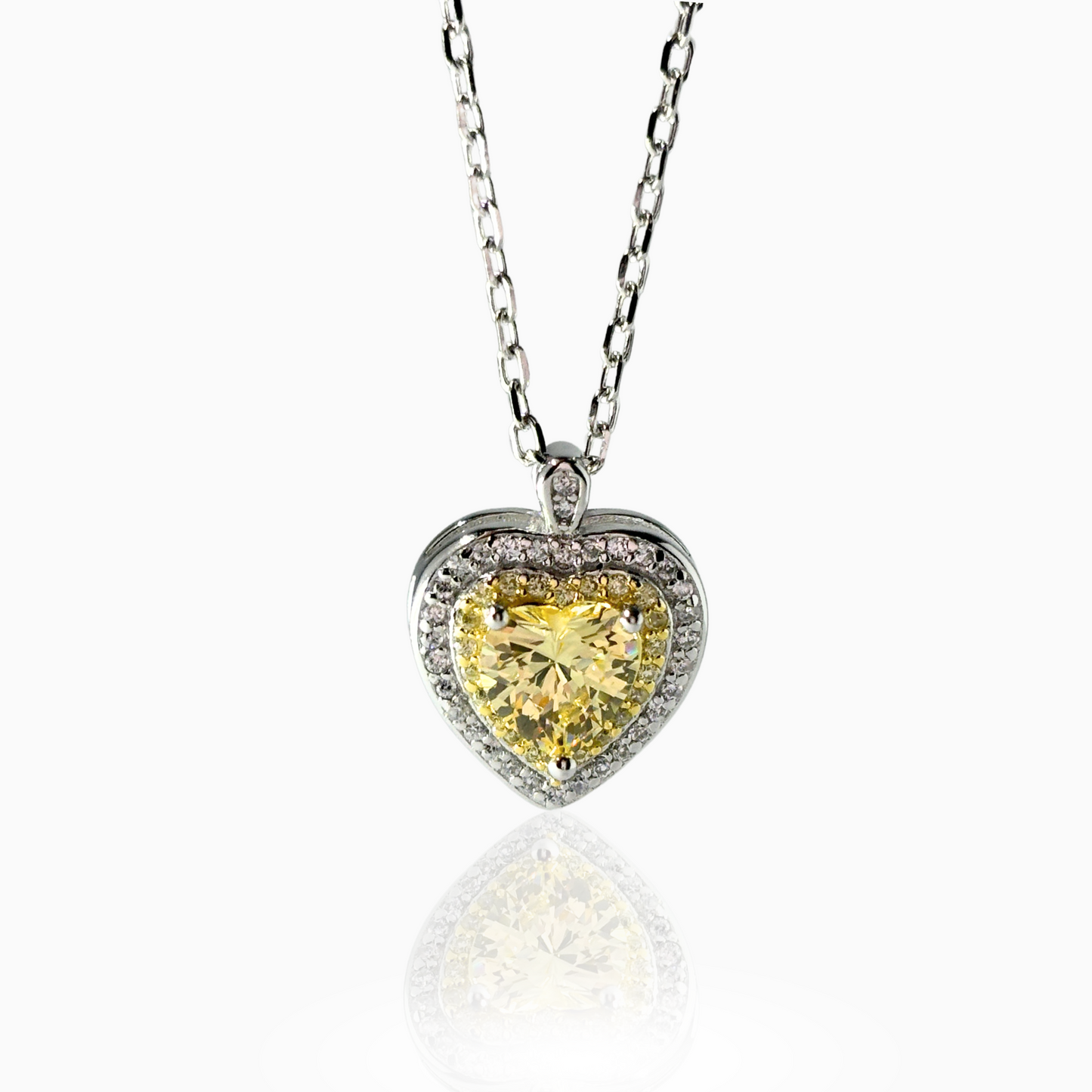 Sunshine Sparkle Yellow Heart Pendant Earrings Set