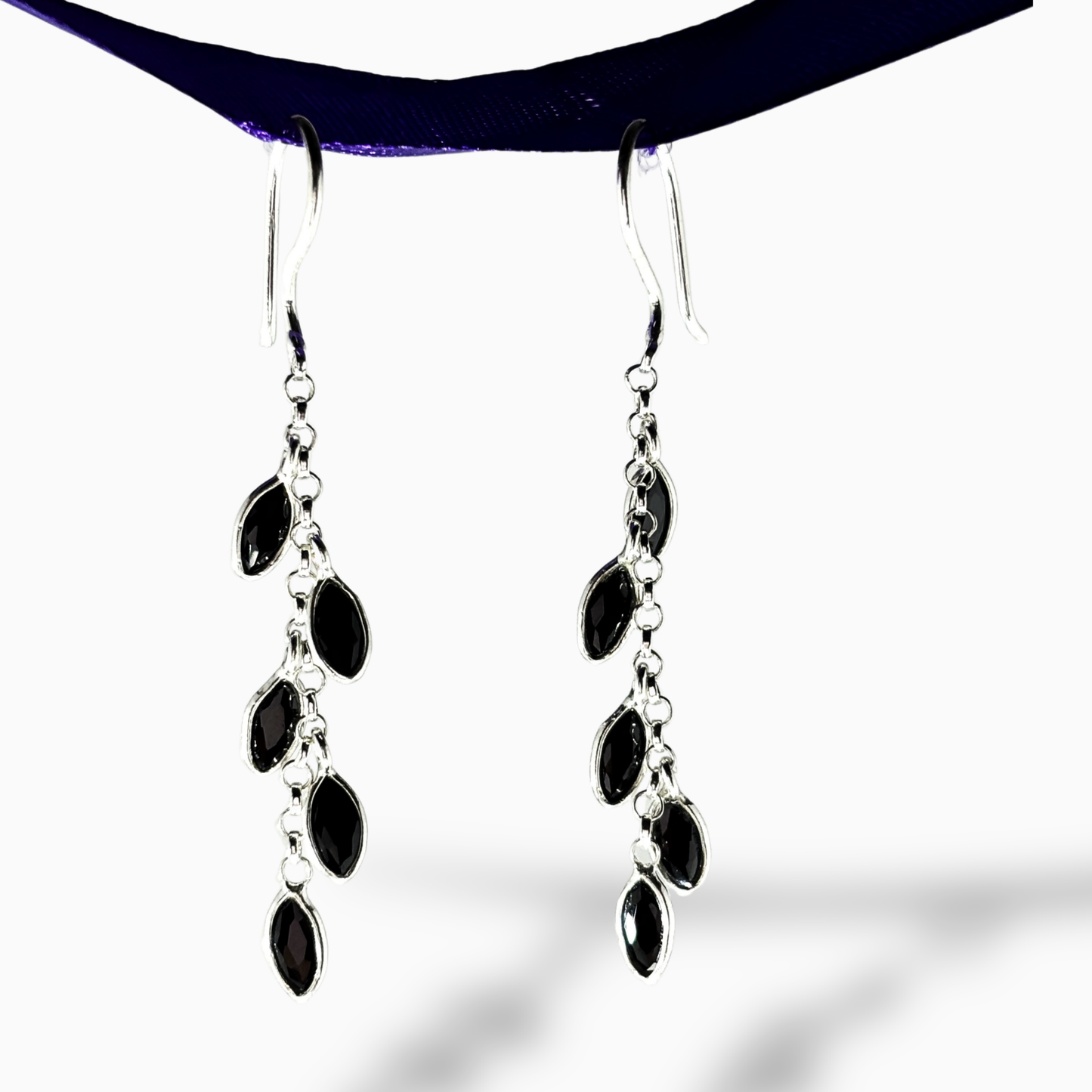 Silver Elegant Leaves Drop Earrings