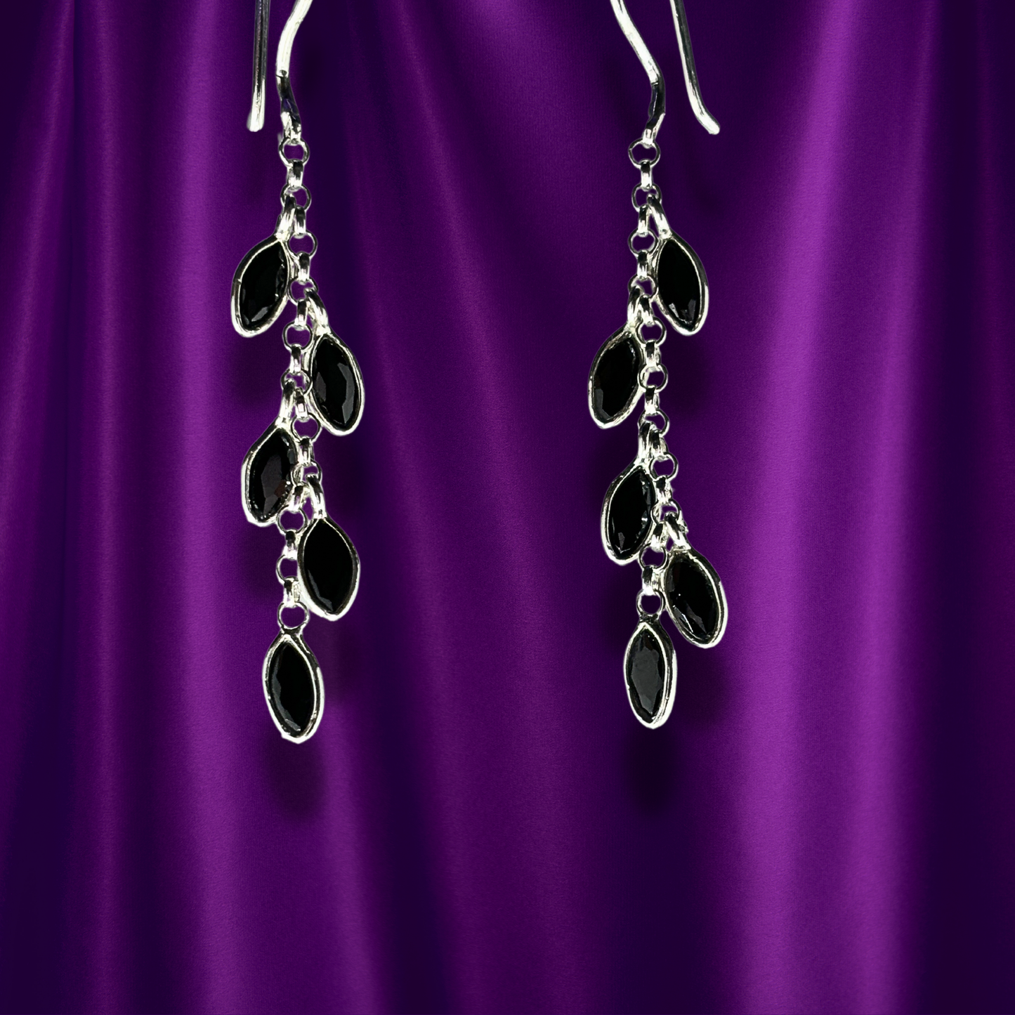 Silver Elegant Leaves Drop Earrings