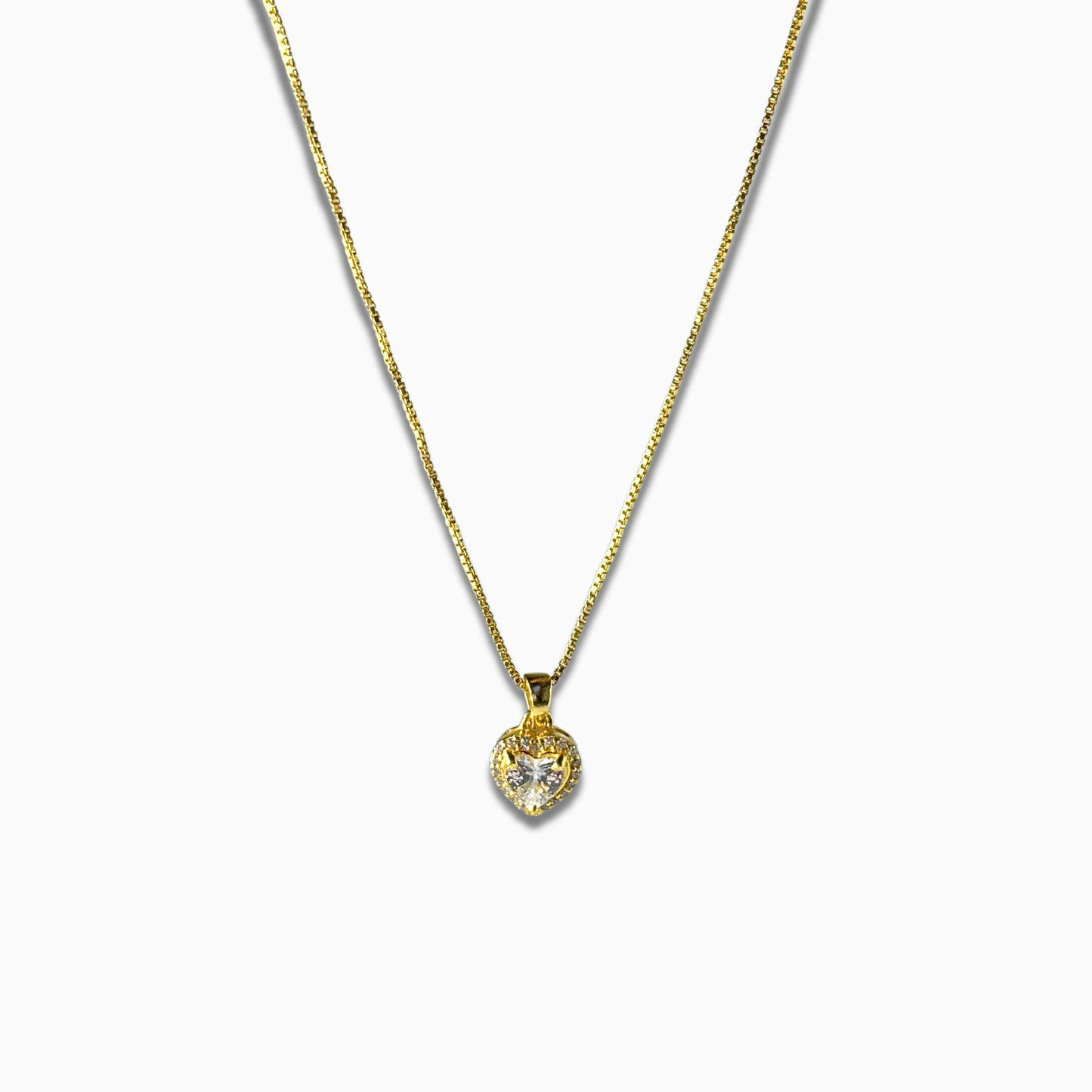 Golden Solitaire Heart Pendant