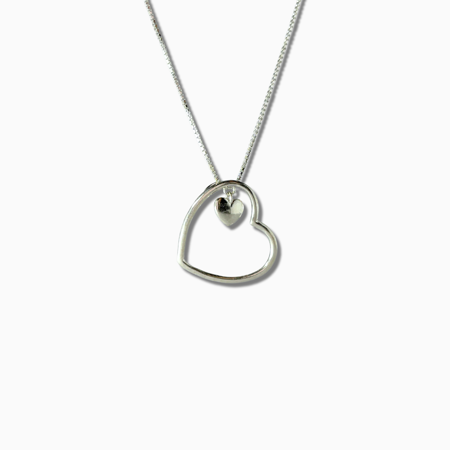 Silver within heart necklace