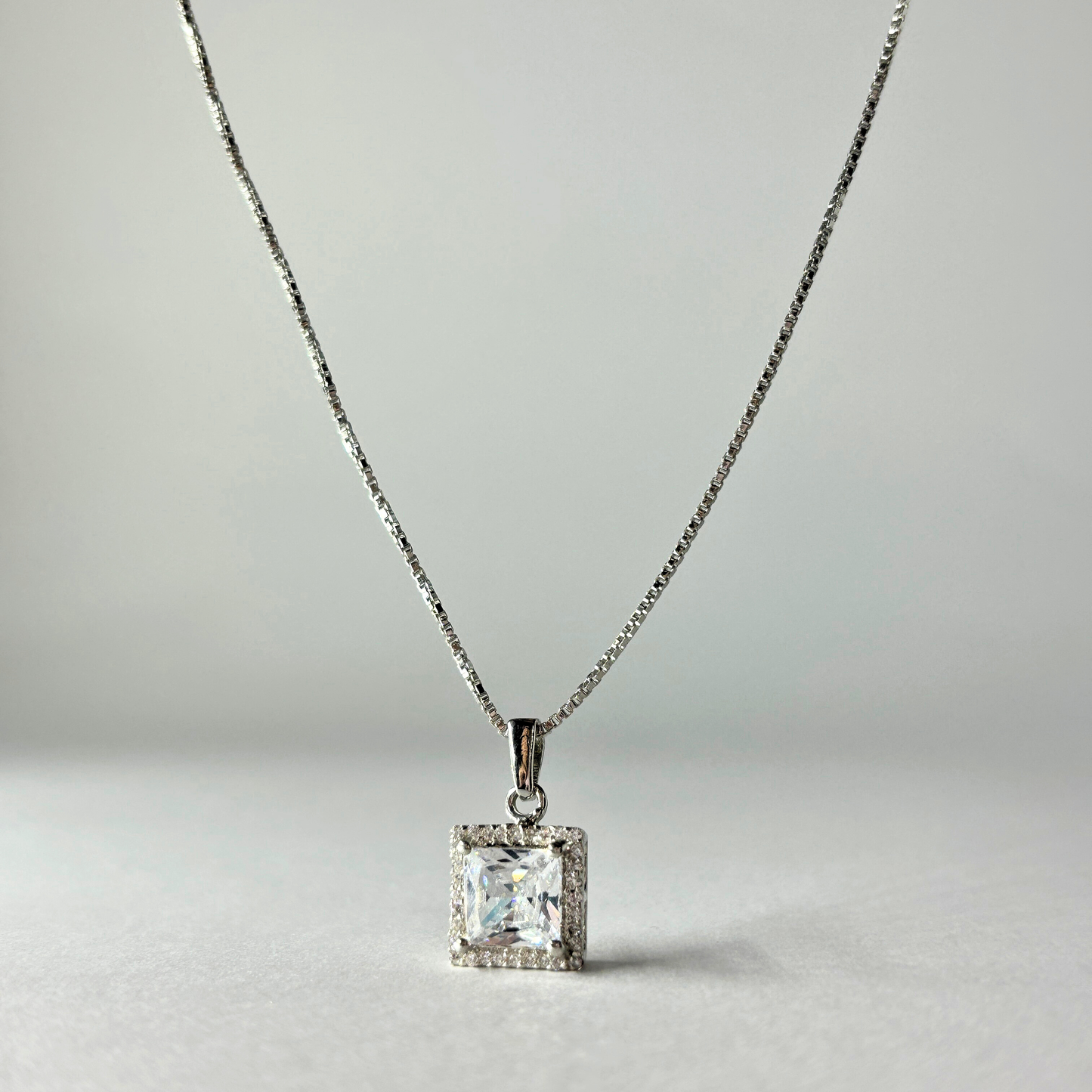 Silver Zircon Pendant with chain