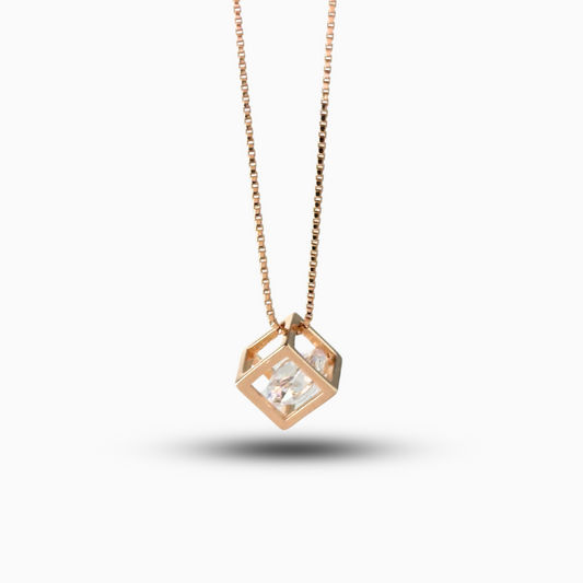 Rose Gold Elegant Solitaire Pendant with chain