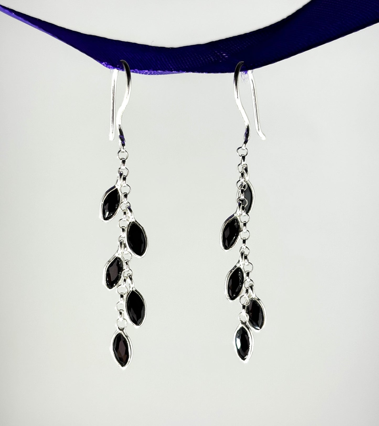 Silver Elegant Leaves Drop Earrings