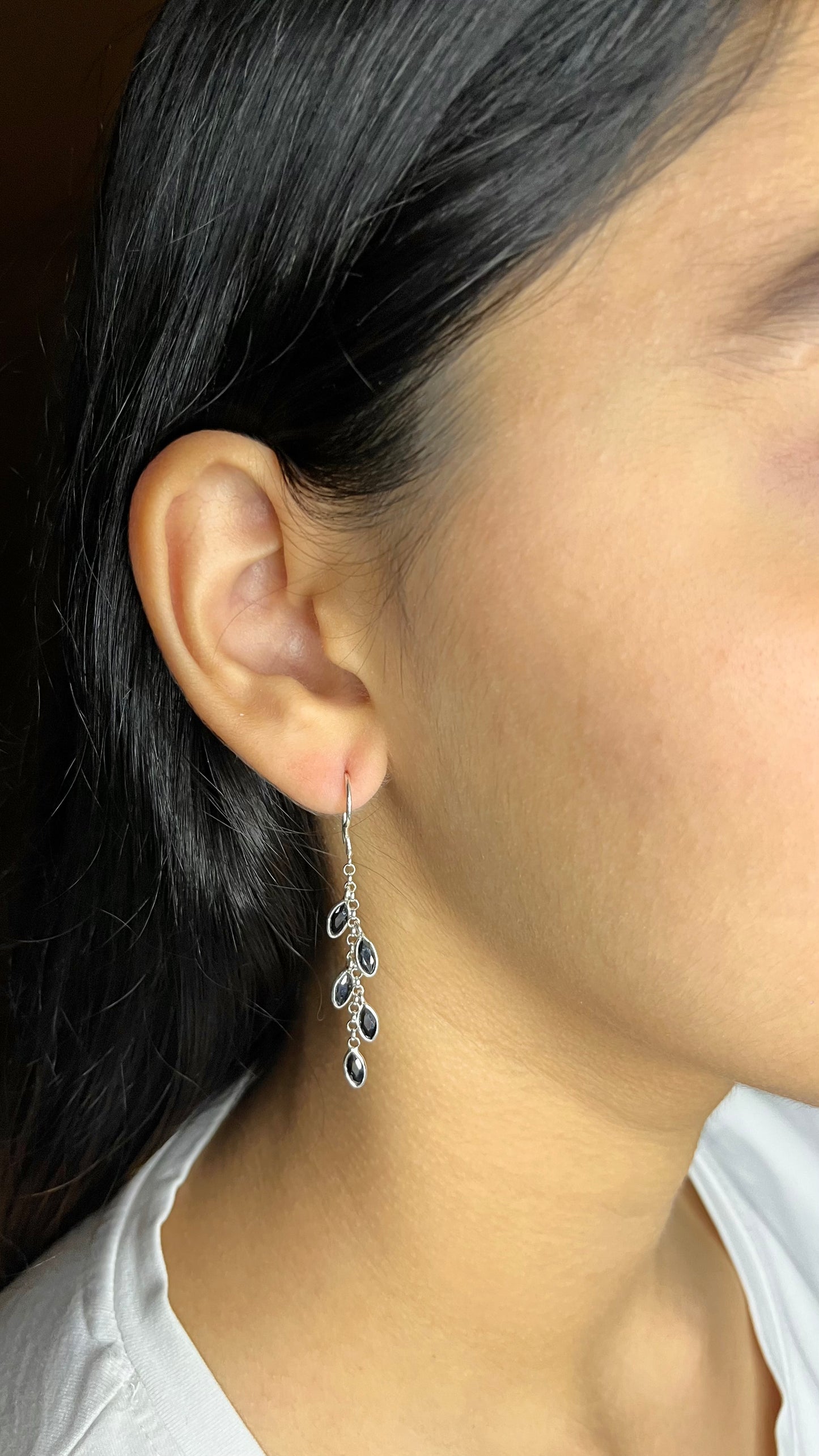 Silver Elegant Leaves Drop Earrings