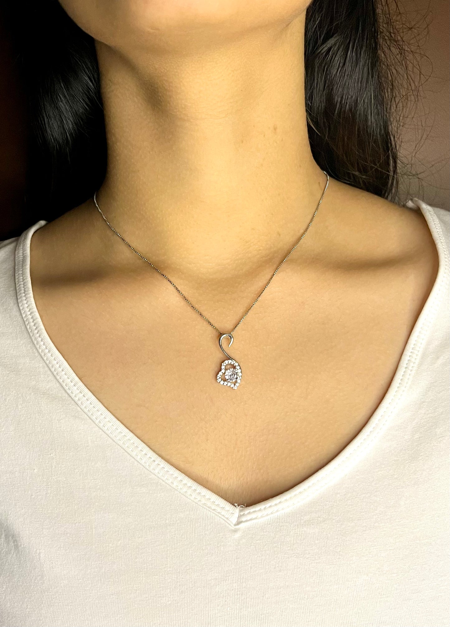 Silver Enchanted Heart love zircon pendant