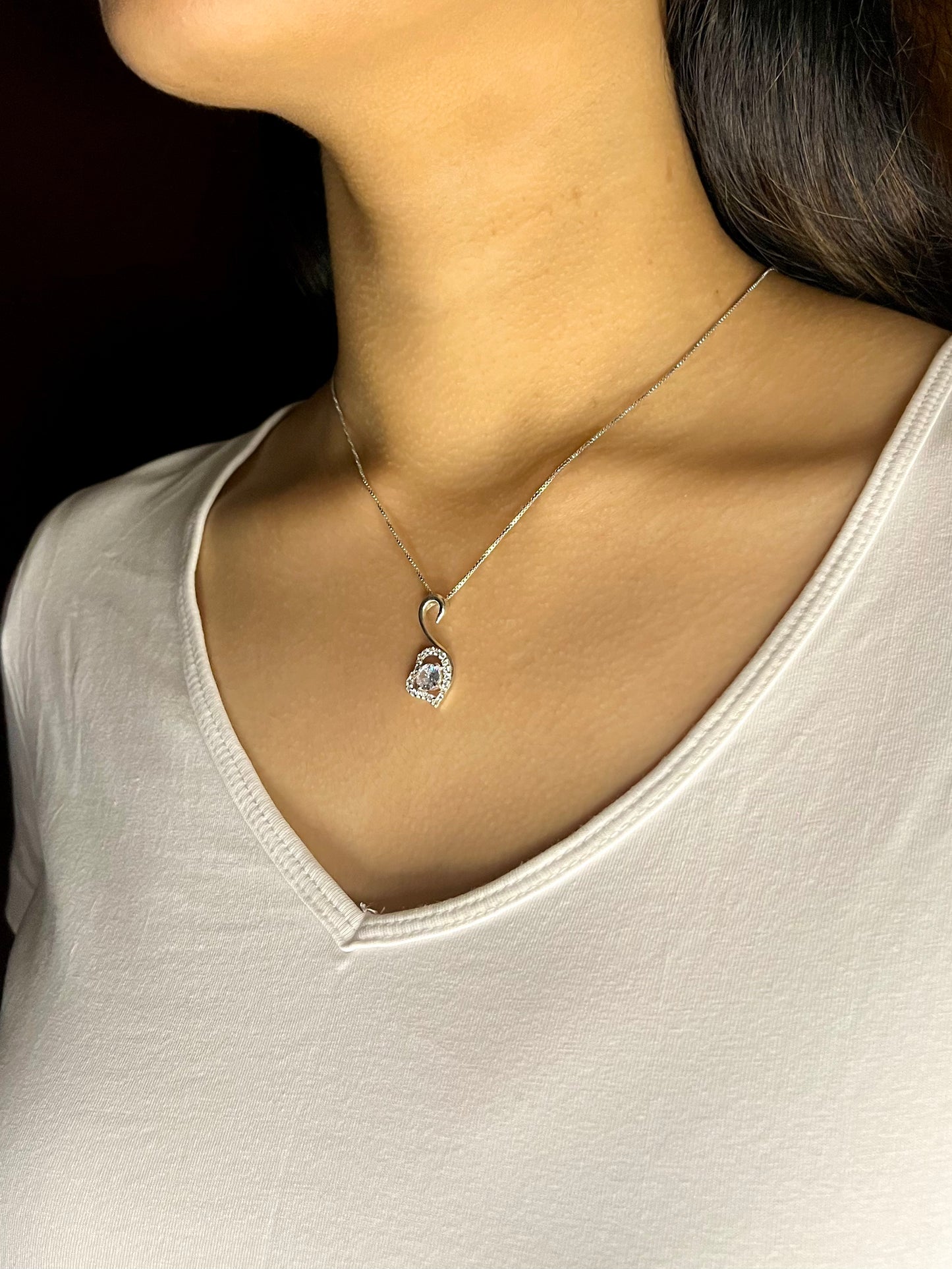Silver Enchanted Heart love zircon pendant