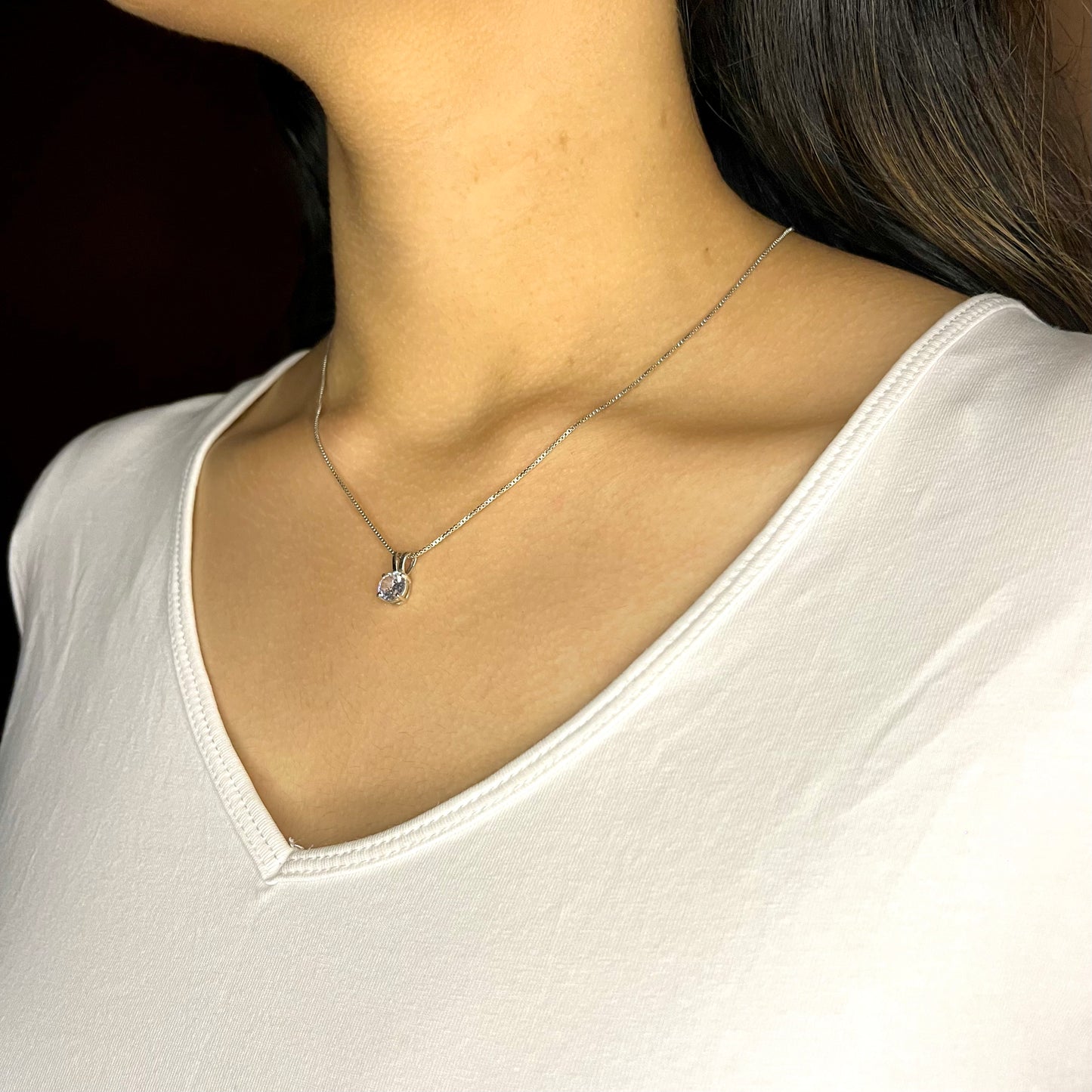 Silver Solitaire Zircon Pendant