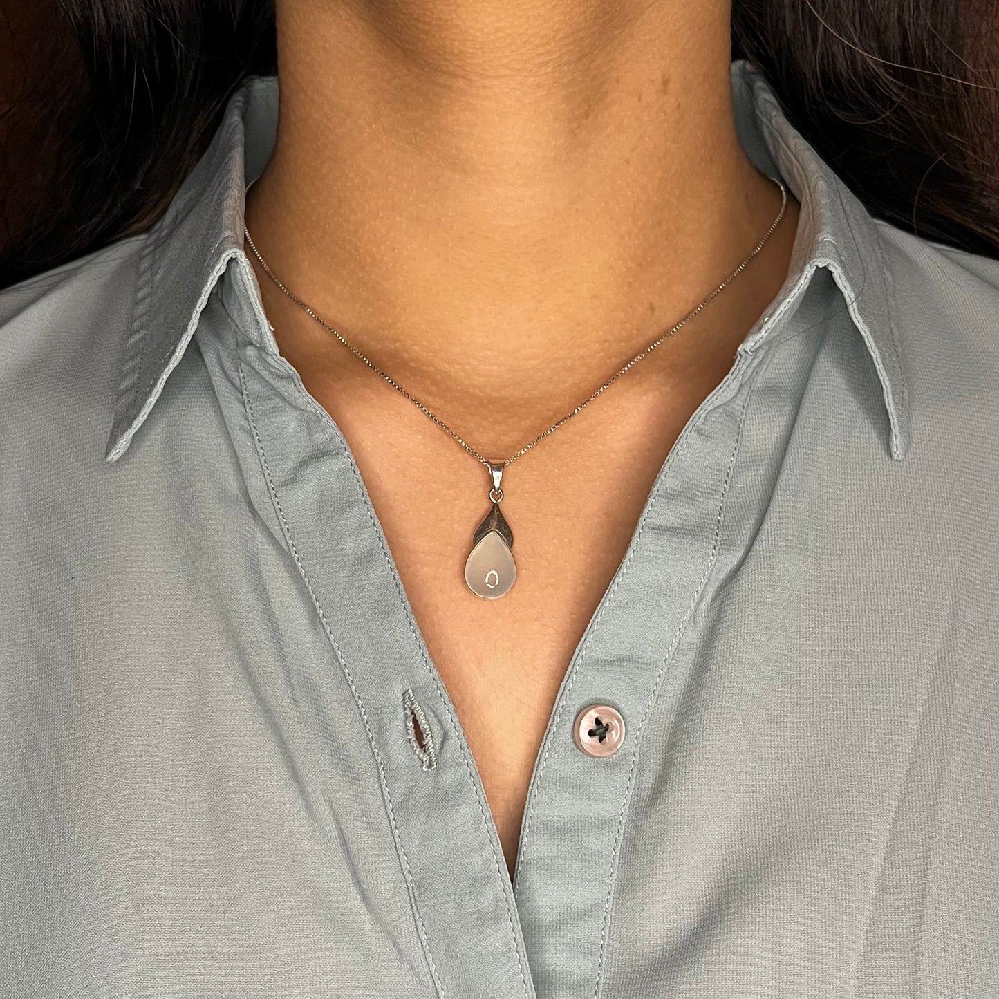 Silver Pearl Drop Pendant with Chain