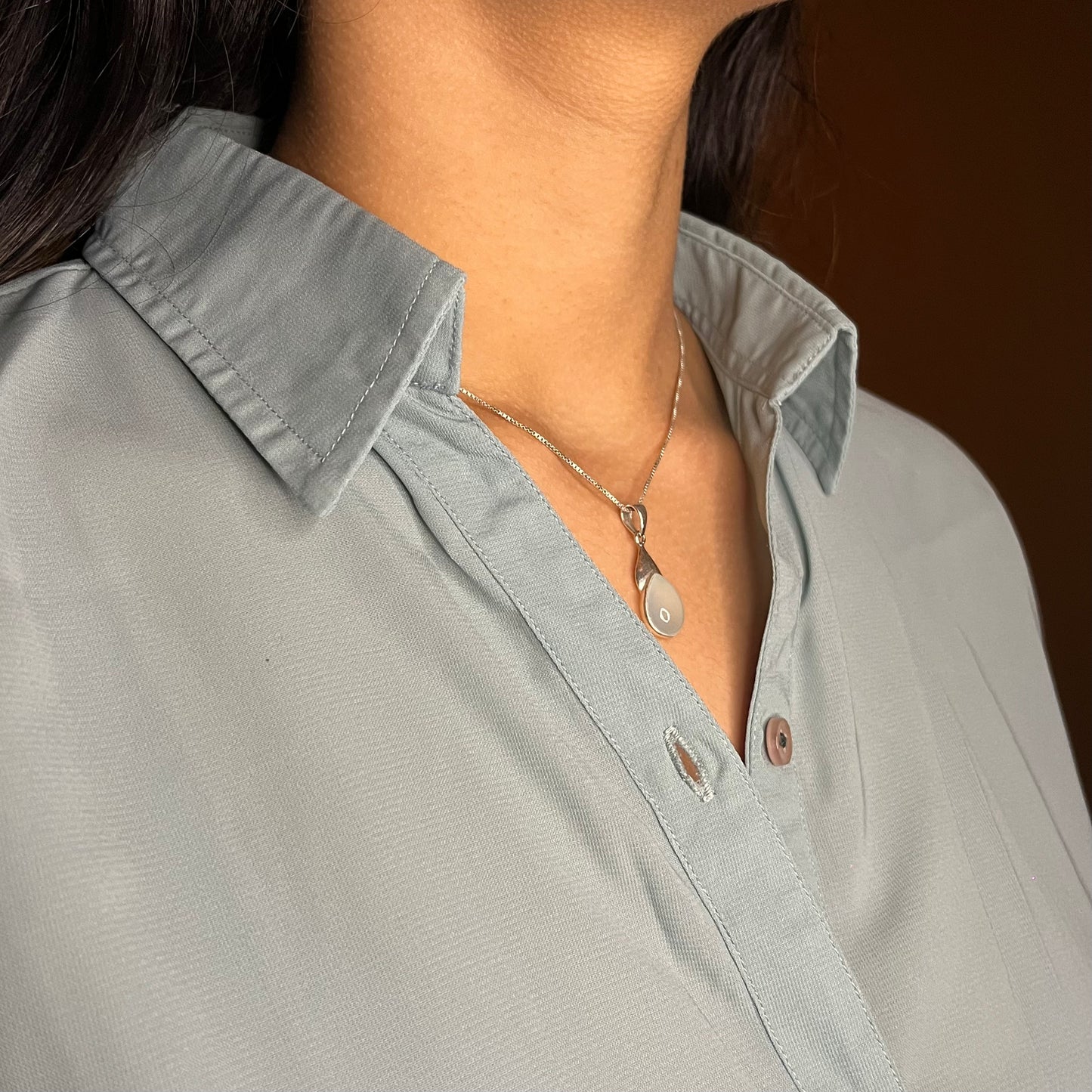 Silver Pearl Drop Pendant with Chain