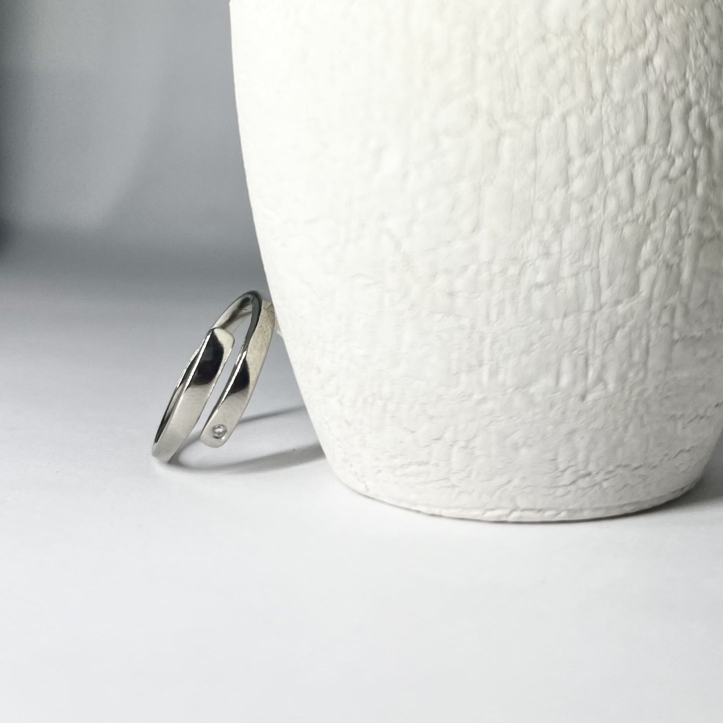 Silver Solitaire Brand Ring