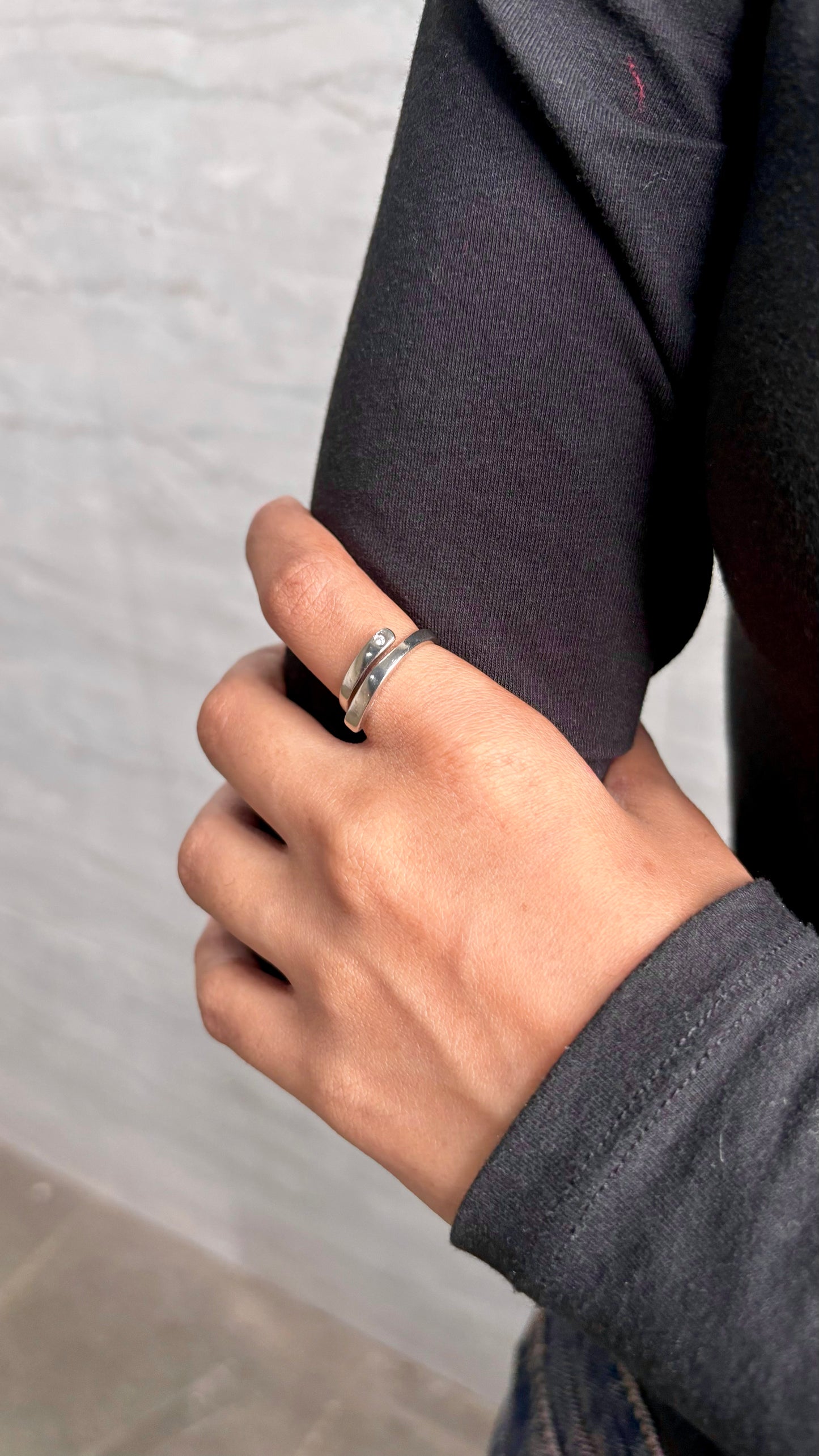 Silver Solitaire Brand Ring