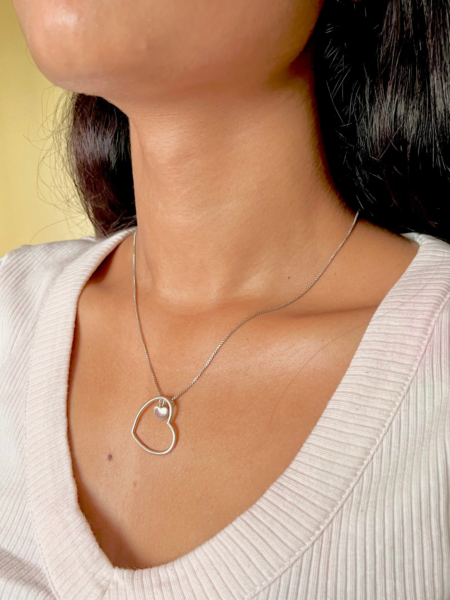 Silver within heart necklace