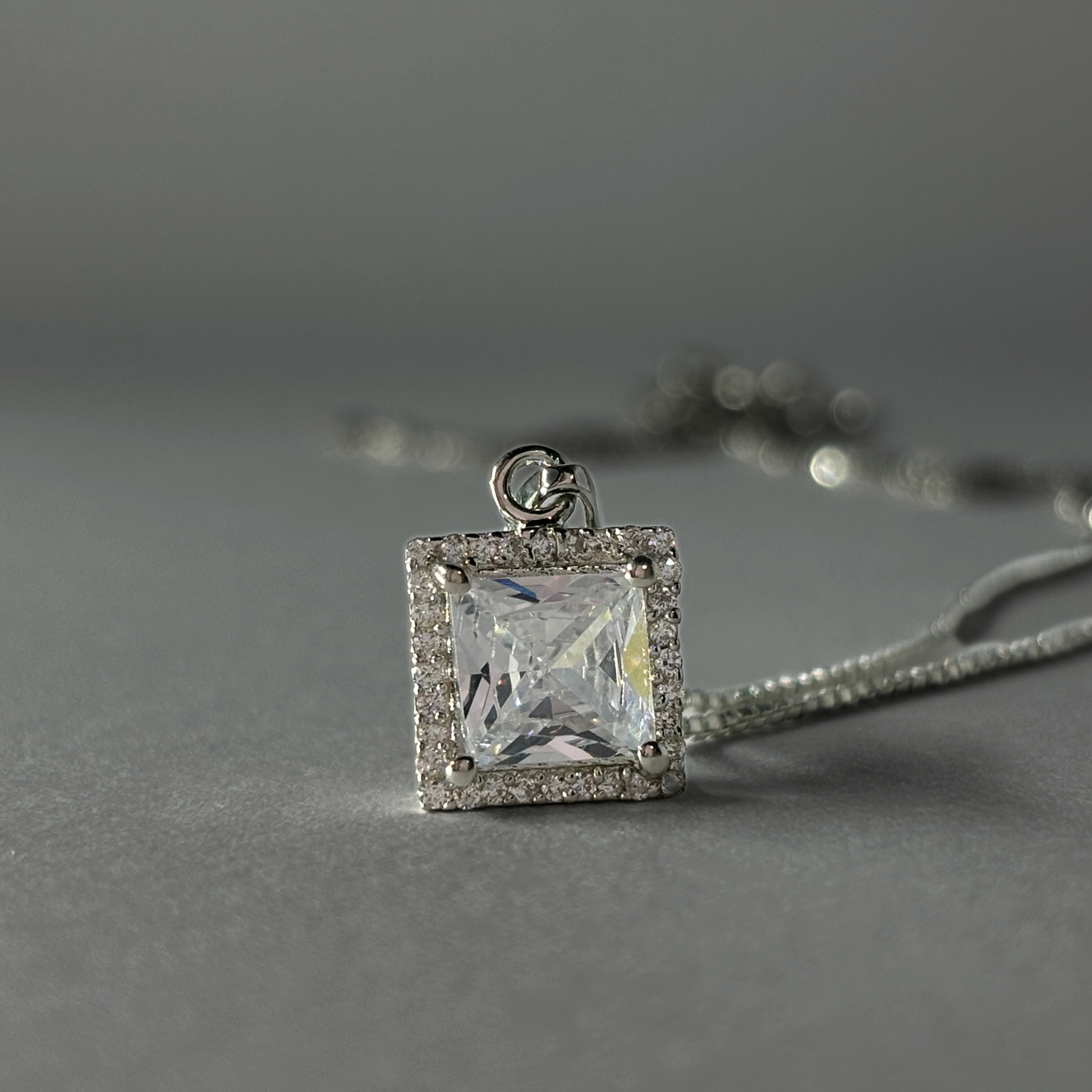 Silver Zircon Pendant with chain