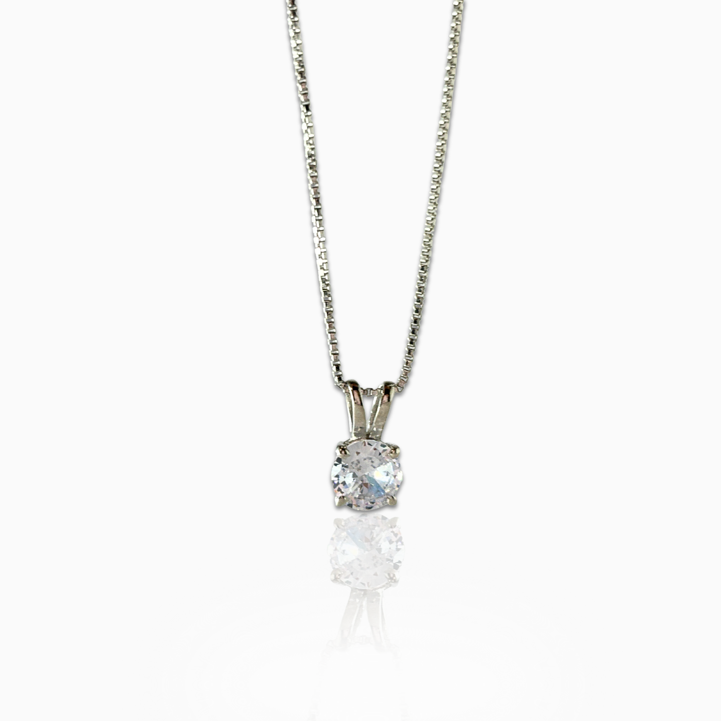Silver Solitaire Zircon Pendant