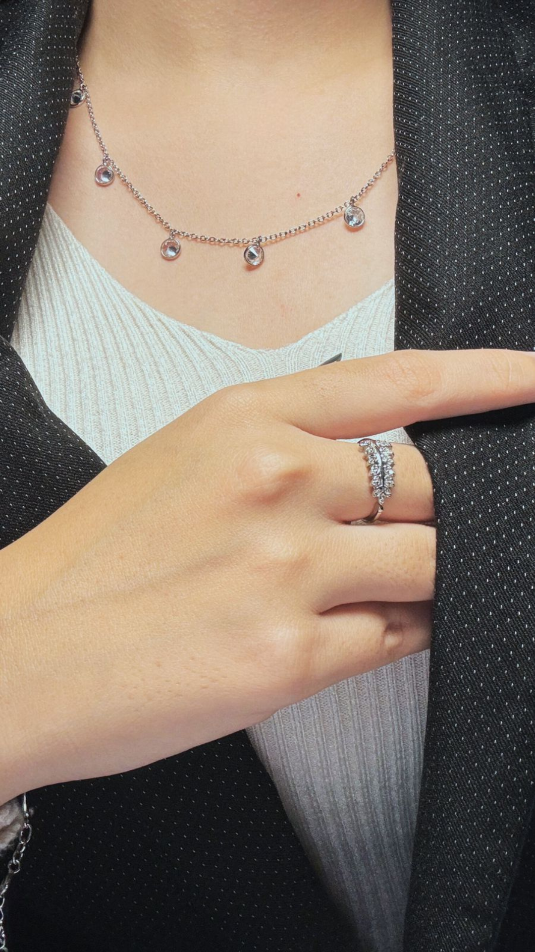 Silver Zirconia Leaf Ring