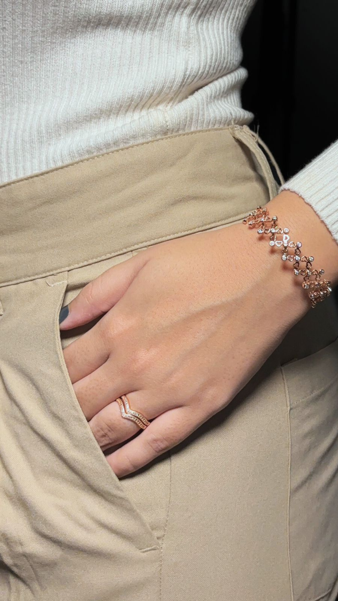 Rose Gold Kada & Ring Adjustable 2 in one