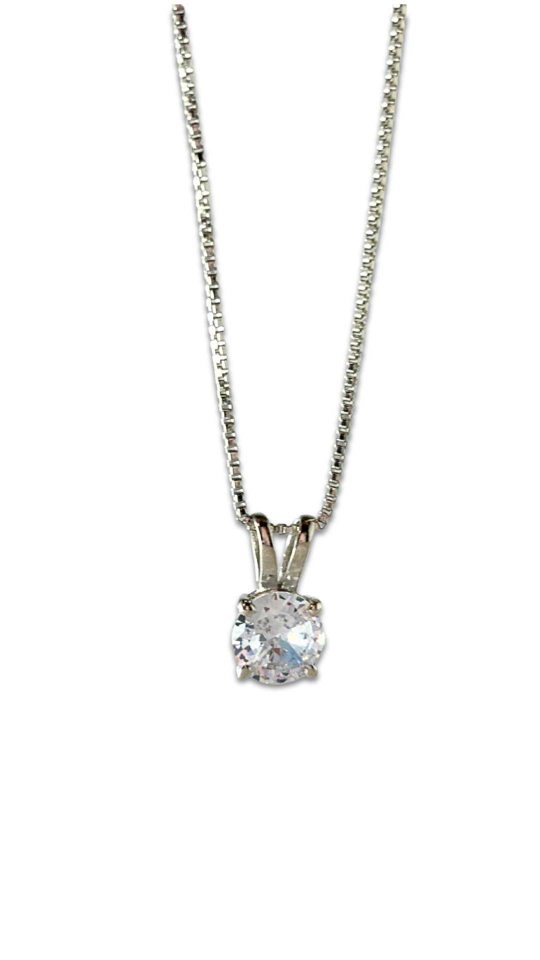 Silver Solitaire Zircon Pendant